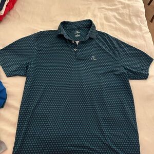 Rhoback Teal Patterned Polo Shirt